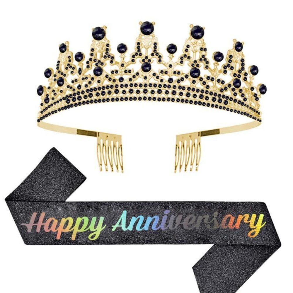 5910 Tiara Anniversary Happy Anniversary Tiara and Sash Set for Celebration